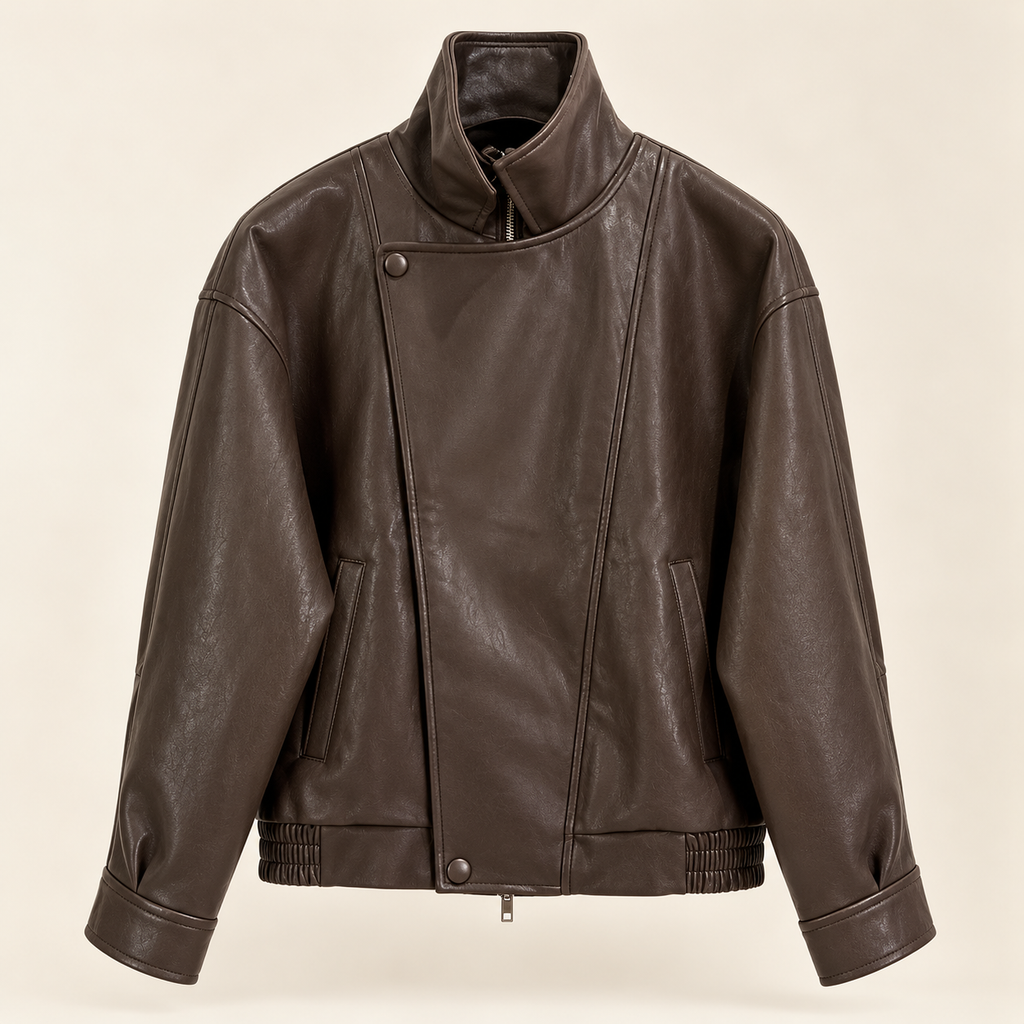 Asymmetric Espresso Leather Jacket-2