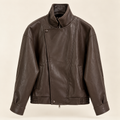 Asymmetric Espresso Leather Jacket-2