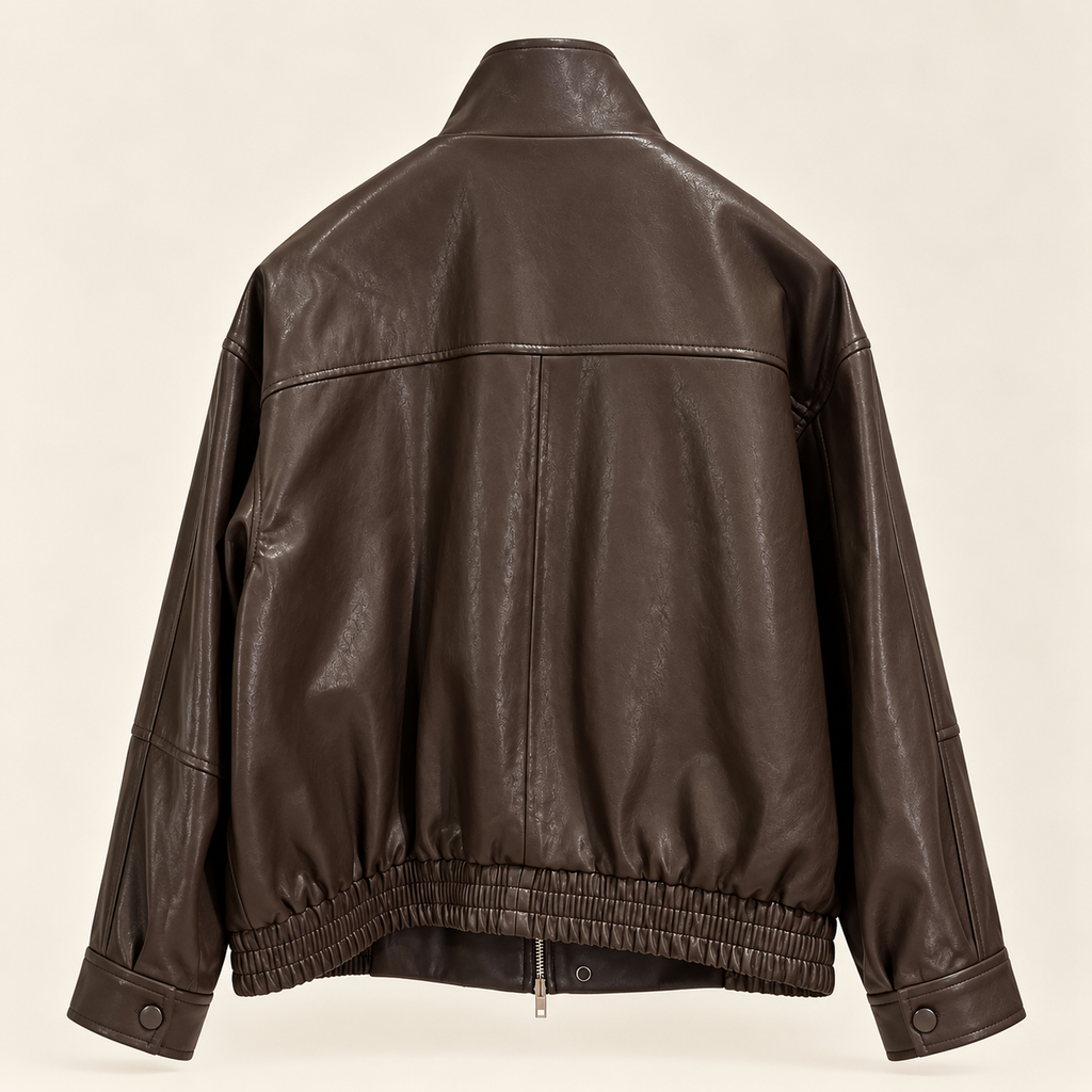 Dark Brown Leather Jacket Back View