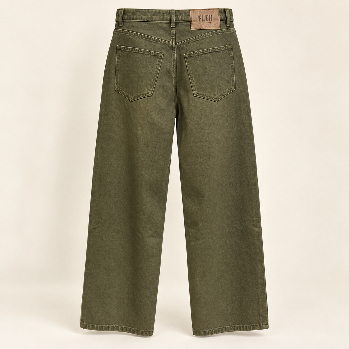 Olive Green Wide-Leg Jeans Back View
