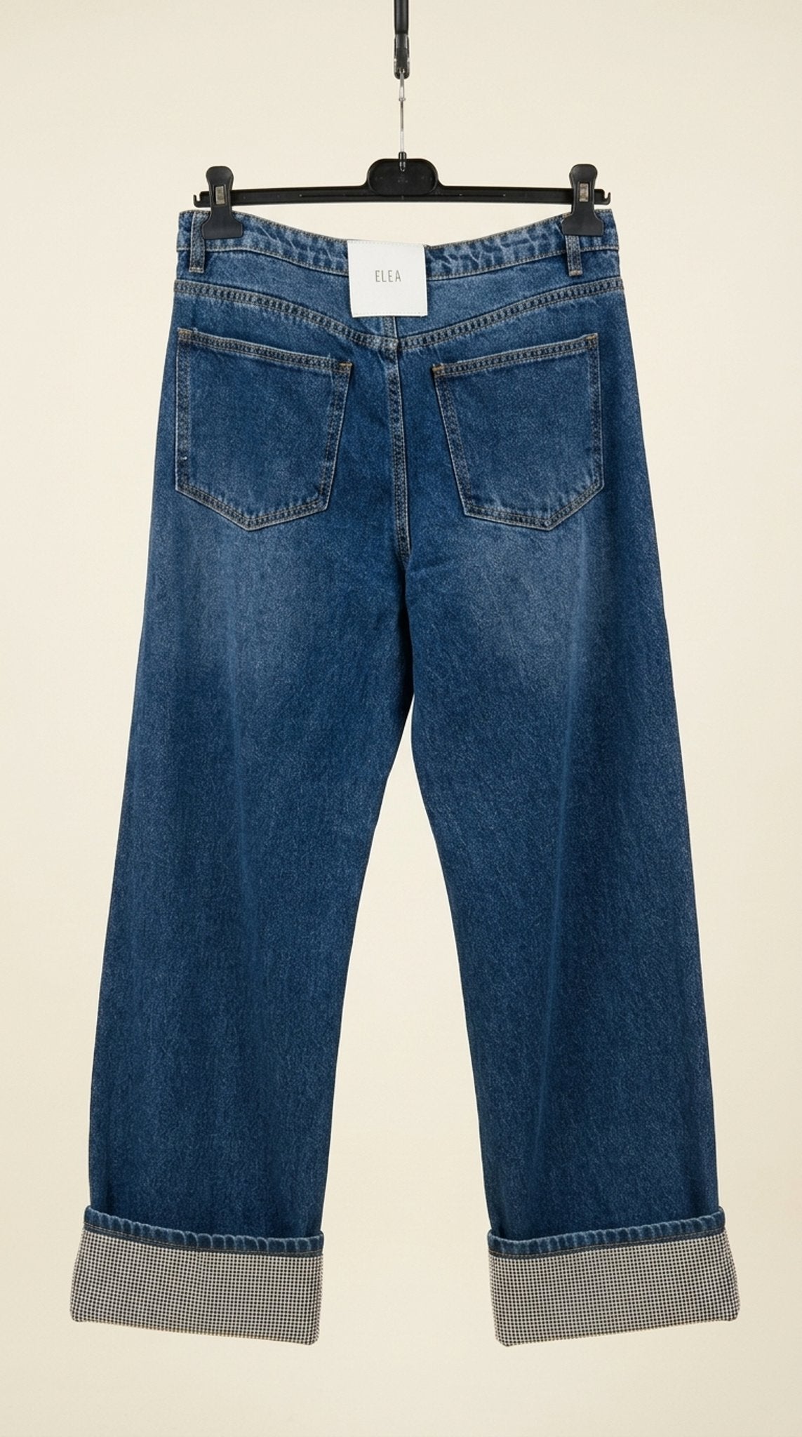 Jeans Eleh sfumato - denim blu con risvolto e strass