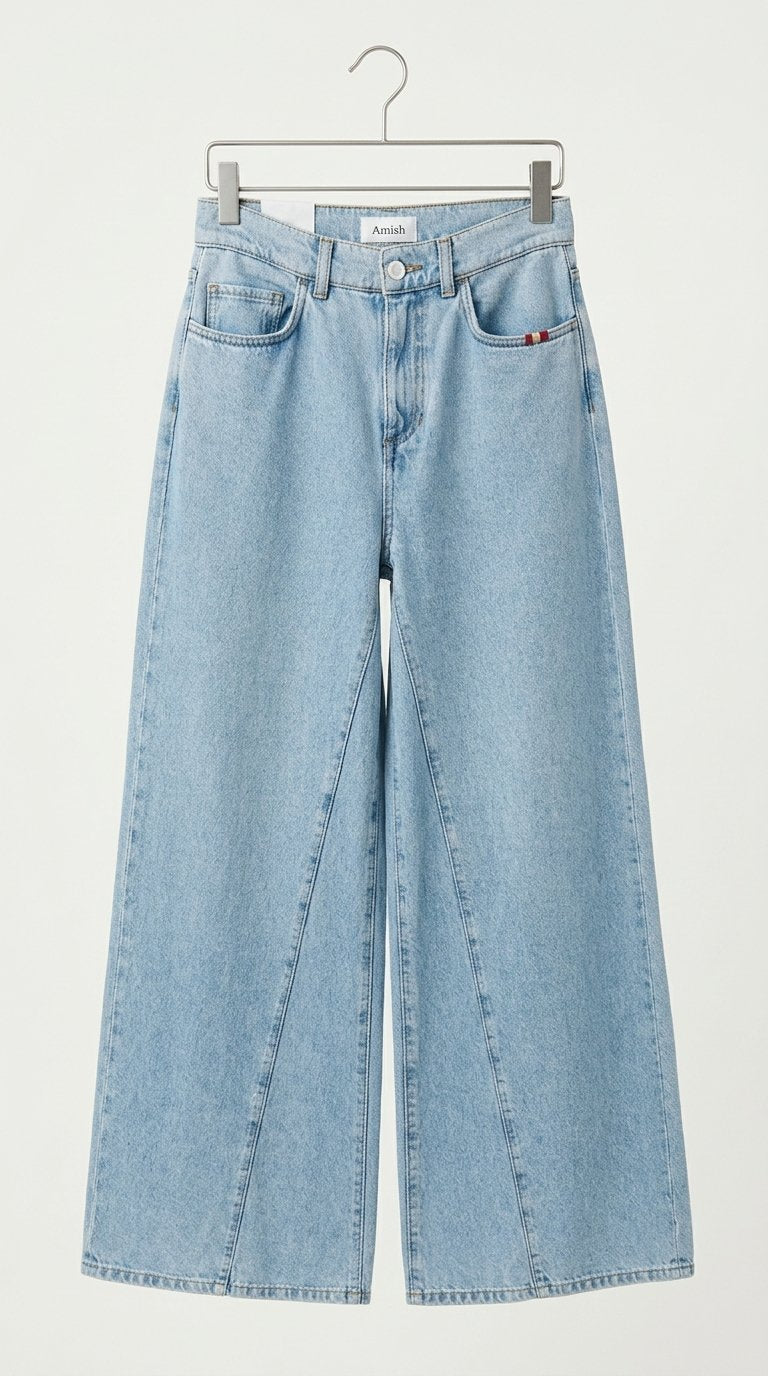 Jeans Amish gamba larga - vita alta in denim chiaro