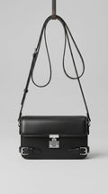 Borsa Eleh a tracolla - pelle nera con fibbie
